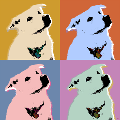 white dog pop art